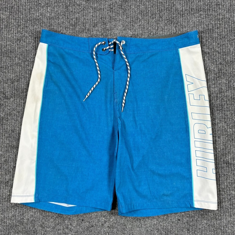 Hurley x Buckle Mens Board Shorts Size 34 Blue Surf Swim Pull On Drawstring